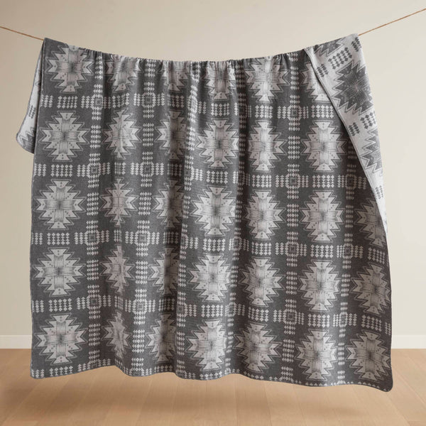 English Elm 1-piece King Jacquard Cotton Blend Blanket Aztec Woven Soft Breathable Bedroom Layer Grey B035P437489