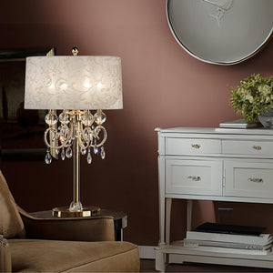 English Elm 32.5" Aurora Metal Table Lamp with Brass Gold & Crystal Accents, 32.5" Tall Elegant Multicolor Shade 安迪 B072116240