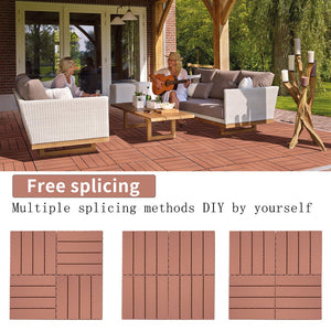 English Elm Plastic Interlocking Deck Tiles Hardwood Look Waterproof Patio Pool Outdoor 44 Sqft W2882P204558