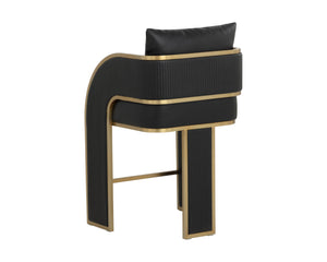 Sunpan Baz Counter Stool - Bold Napa Black Faux Leather With Gold Stainless Steel Accents For Stunning Style Black Faux Leather 111779