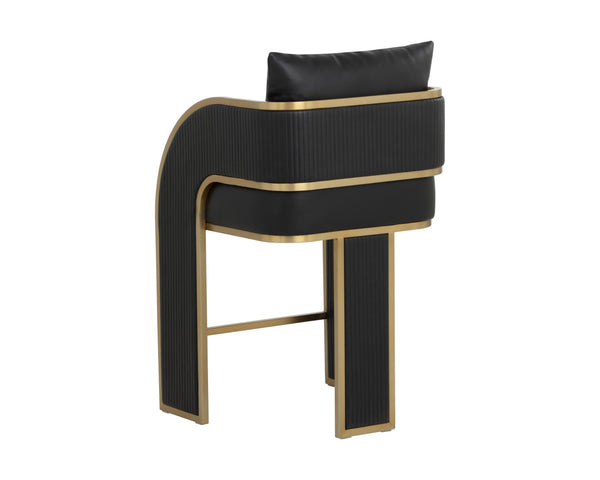 Sunpan Baz Counter Stool - Bold Napa Black Faux Leather With Gold Stainless Steel Accents For Stunning Style Black Faux Leather 111779