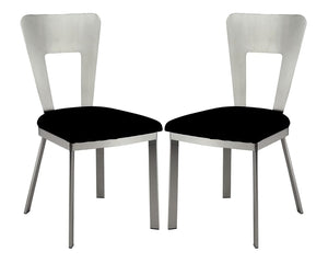 English Elm Contemporary Oval Back Dining Chairs Set of 2 with Padded Microfiber Seats, Powder-Coated Metal Frame, Sleek Design Black,Silver 40 L x 20 W x 14 H B011P232976