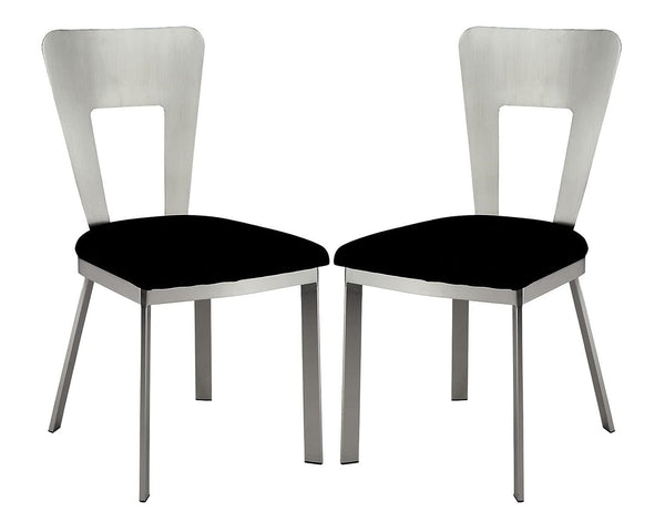 English Elm Contemporary Oval Back Dining Chairs Set of 2 with Padded Microfiber Seats, Powder-Coated Metal Frame, Sleek Design Black,Silver 40 L x 20 W x 14 H B011P232976