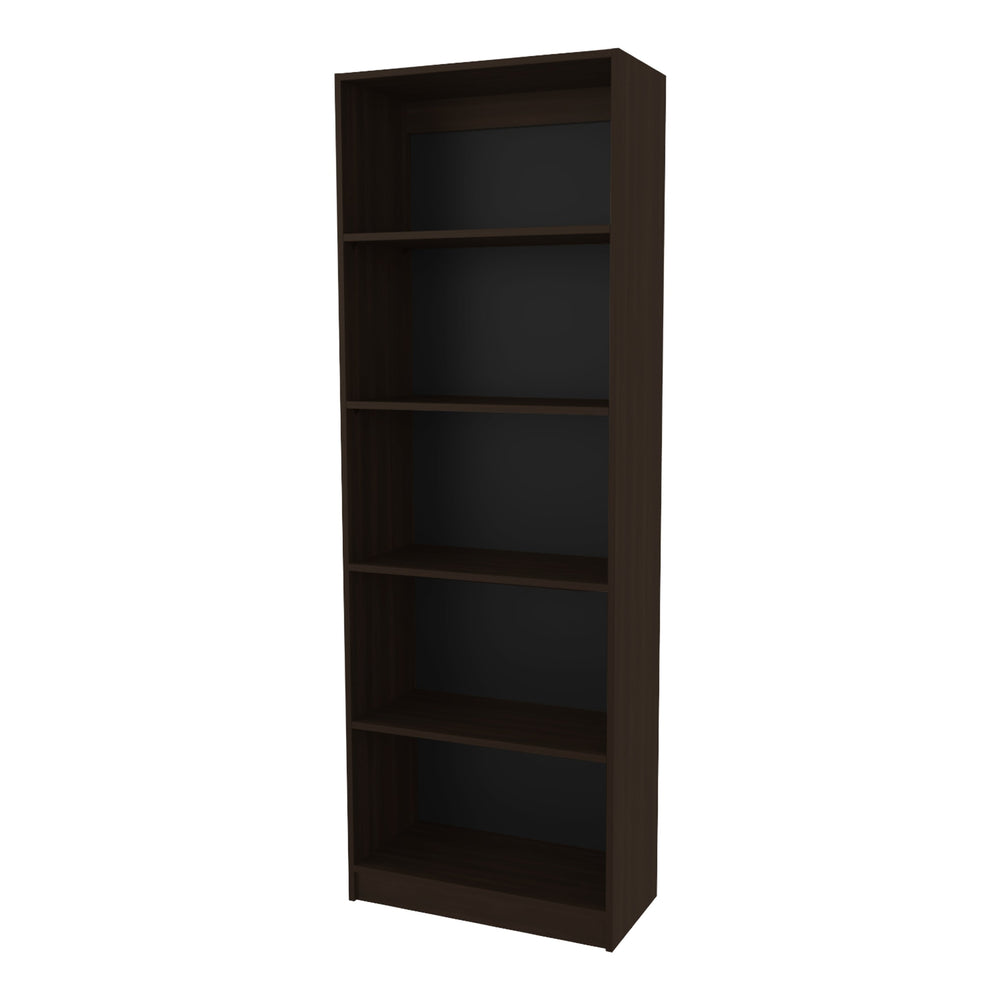 English Elm Fm Furniture Dam Bookcase - Slim Modern Design With 5 Open Shelves In Stained Walnut Finish For Storage B128P301394