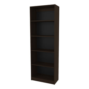 English Elm Fm Furniture Dam Bookcase - Slim Modern Design With 5 Open Shelves In Stained Walnut Finish For Storage B128P301394
