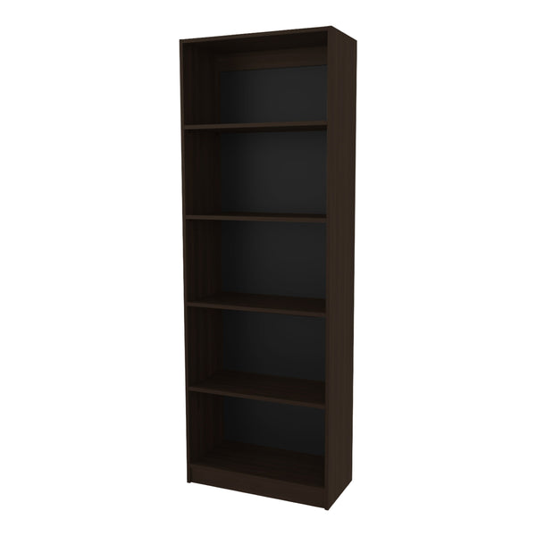 English Elm Fm Furniture Dam Bookcase - Slim Modern Design With 5 Open Shelves In Stained Walnut Finish For Storage B128P301394