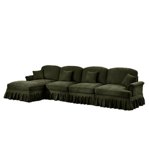 English Elm Classic Modular L-Shaped Sectional Couch In Soft Chenille - Elegant, Versatile Design With Ottoman W3041S00272