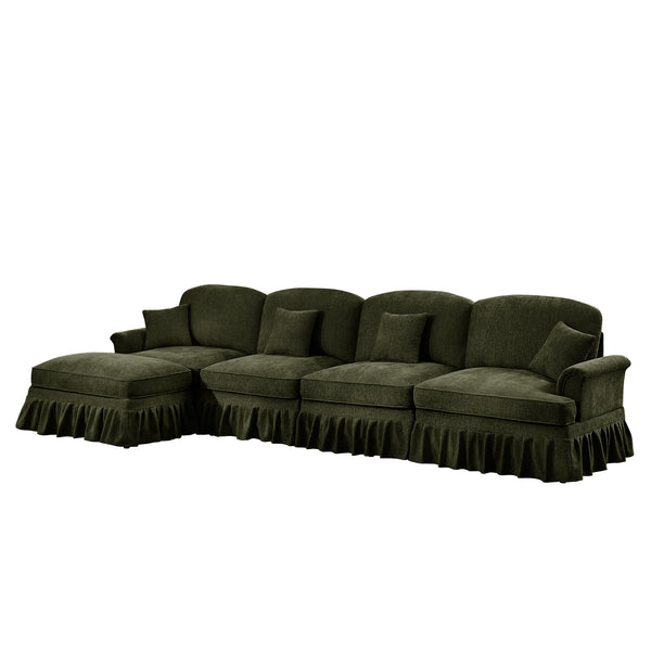 English Elm Classic Modular L-Shaped Sectional Couch In Soft Chenille - Elegant, Versatile Design With Ottoman W3041S00272