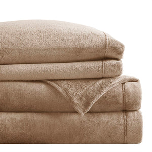 English Elm 3 Pcs Twin Micro Plush Sheet Set In Taupe - Ultra-Soft, Cozy, And Durable For Year-Round Comfort B035P319762