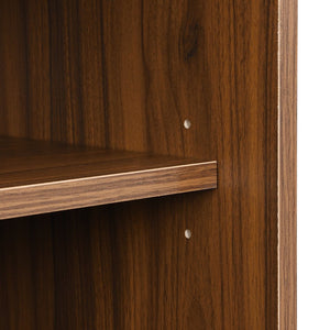 English Elm U-can Mid Century Walnut Media Console with Sliding Doors and Metal Frame for Living Rooms Brown N724P360370D