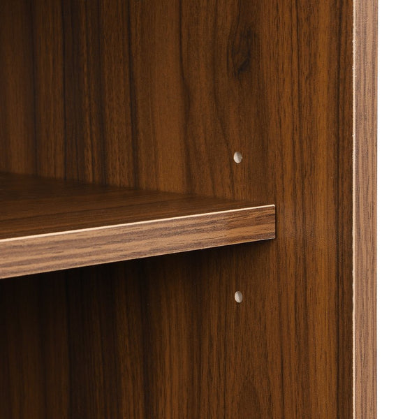 English Elm U-can Mid Century Walnut Media Console with Sliding Doors and Metal Frame for Living Rooms Brown N724P360370D