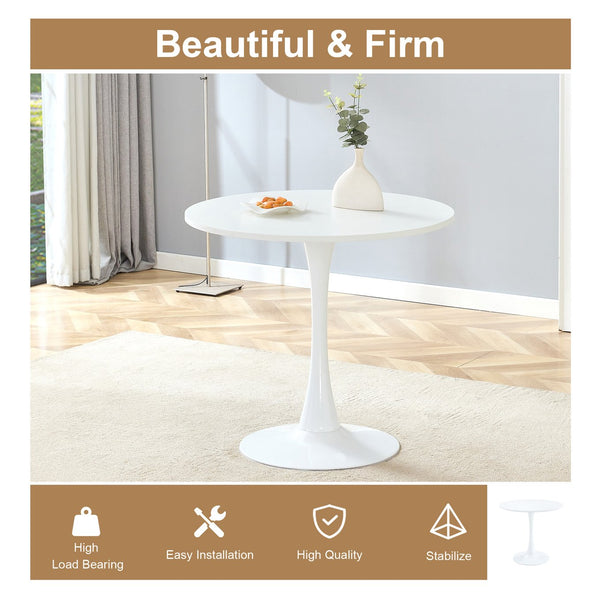 English Elm 31.9"hourglass-shaped Round Table White Mdf Top Nordic Style for Dining or Office W1151P256807