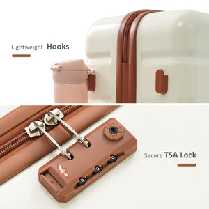 English Elm Premium Abs Hardshell 3 Piece Suitcase Set with Tsa Locks and Spinner Wheels Beige+Brown N726P171340O