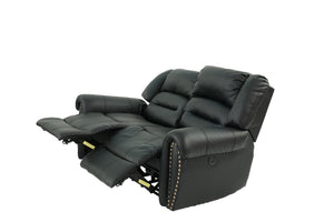 English Elm Plush Power Reclining Loveseat Bonded Leather Nailhead Trim Usb Port Seating B011P467627