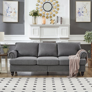 English Elm 83" Modern Classic Three-Seater Sofa with Storage, Upholstered Polyester, Solid Wood Frame, 900lb Capacity Grey W1097S00172