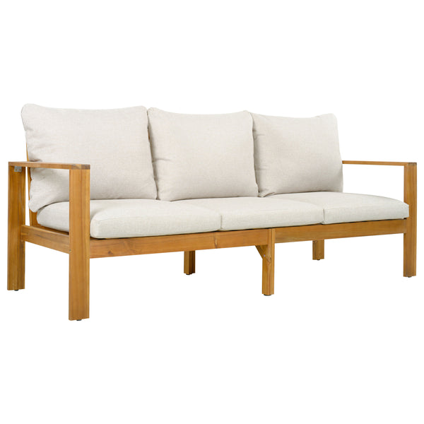 English Elm Outdoor Acacia Wood 4 Piece Sectional Set with Sofa Chair Ottoman and Table N757S454830B