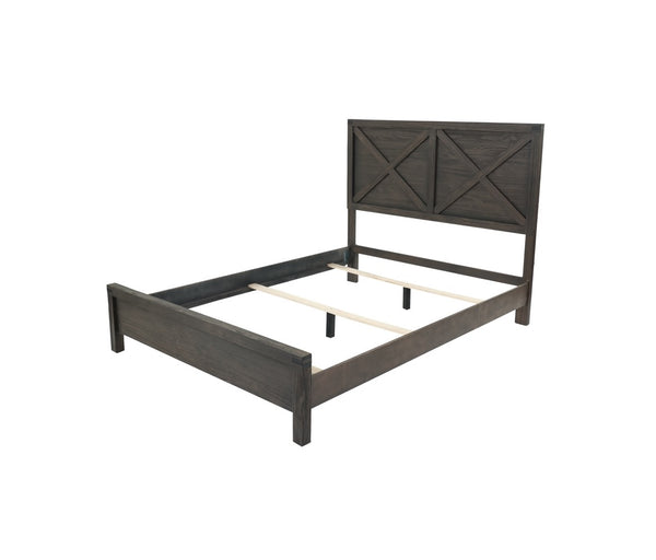 English Elm Rustic Contemporary Espresso Queen Bed with X-Design Headboard Pine & Plywood Durable Chic Centerpiece B011S01442