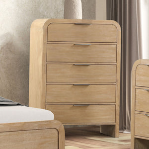 English Elm 1pc Transitional Chest 38"W x 18"D x 54"H Solid Rubberwood Mango Veneer Metal Glide Drawers Durable Finish B2741P370391