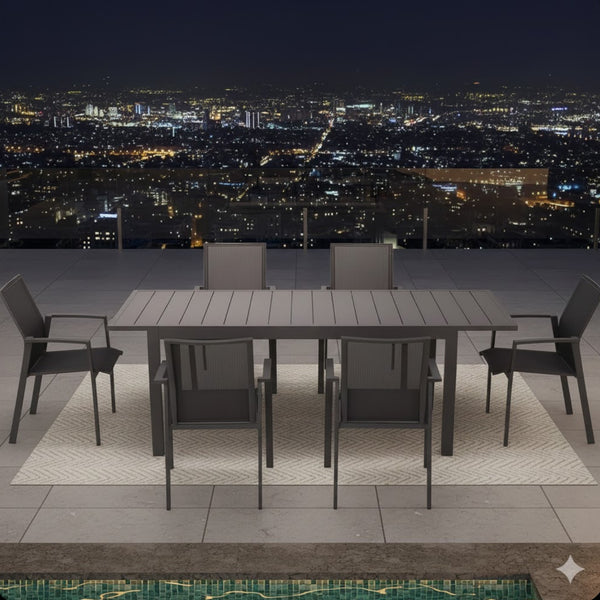 English Elm Set of 4 Stackable Outdoor Aluminum Dining Chairs with Mesh Seats for Patio Decks Gray B082P455121