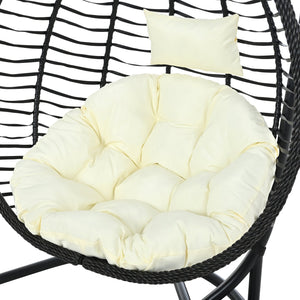 English Elm U_style Wicker Egg Swing Chair with Iron Stand Foldable Hanging Seat for Porch Balcony N711P389502A