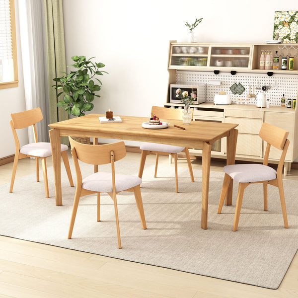 English Elm Mid-century Modern Upholstered Dining Chairs Set of 4 with Rubberwood Splayed Legs Light Beige,Natural N768P189387B_4