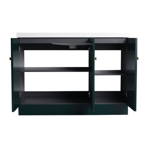 English Elm 48" Freestanding Bathroom Vanity with Thick Resin Sink, Soft-Close Doors, Adjustable Shelves, Durable Finish Dark Green W999S00276