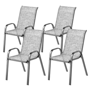 English Elm Stackable Outdoor Dining Chairs Set of 4 Mesh Back Patio Seating with Steel Frame T3971P444933