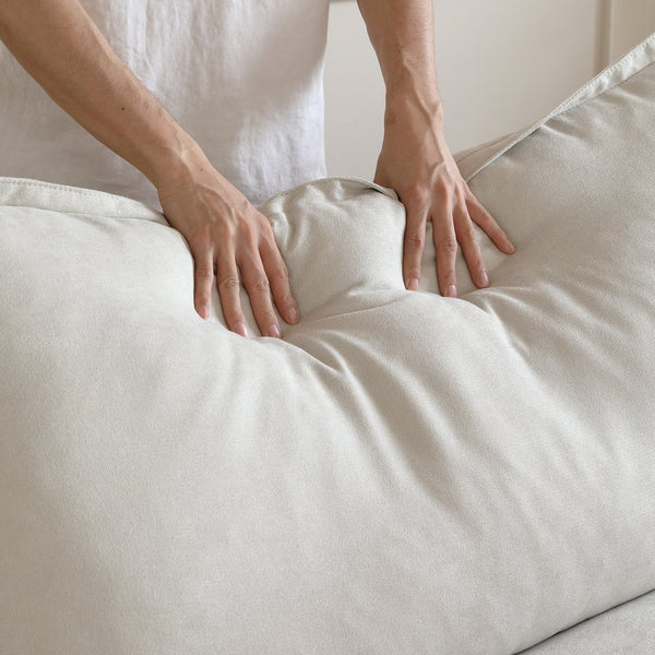 English Elm Sky Cloud Sectional Sofa with Cloud-Like Comfort, Modular L-Shaped Velvet Seating, Removable Covers, Storage Ottoman khaki B341S00016