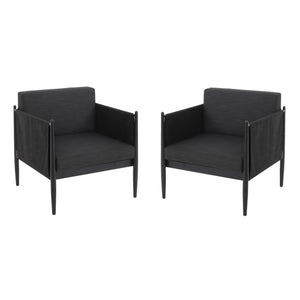 English Elm Christopher Knight Home® - DAWSON Black Aluminum Outdoor Club Chairs - 2PCS Water-Resistant Cushions, Sturdy Rustproof Frame N775P247810B