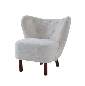 English Elm Zusud White Teddy Sherpa Accent Chair — Plush Wingback Design, Full Foam Comfort, Sturdy Wooden Legs B2726P251794