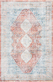 Unique Loom Newport Rosecliff Machine Made Border Rug Red, Light Blue/Ivory/Beige/Blue 6' 1" x 9' 2"