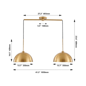 English Elm 41" Industrial Modern Black Double Pendant Light – Adjustable Iron Ceiling Lamp with E26 Sockets, Durable Elegant Lighting Coppery W2312P374831