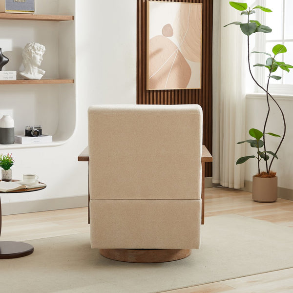 English Elm 29.13"w Boucle Swivel Accent Chair Open Back 360 Rotation Modern Lounge Seating Beige W3188P417947