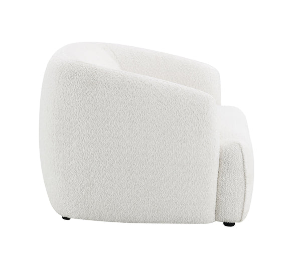 English Elm Lucifer White Shimmer Fabric Chair with Full Foam Cushion, Wooden Frame, Plastic Legs, 220lb Capacity B2726P308603