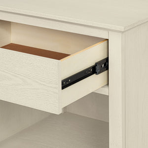 English Elm Victoria Aged Oak Nightstand with Solid Wood Legs, Wire-Brushed Veneer, Drawer & Open Shelf Cream 27.25 L x 22.75 W x 27.25 H B035P341167