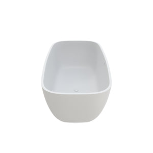 English Elm 59" Freestanding Soaking Tub Matte White Stone Resin Deep Basin Spa Bathroom T3785P490212