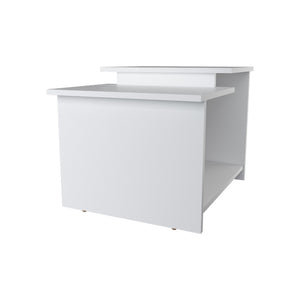 English Elm FM Naco modern geometric coffee table with open shelving, durable melamine finish, stylish storage solution White 29.5 L x 22 W x 3.5 H B128P269876