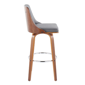 English Elm Mid-century Modern Swivel Barstools Walnut Tapered Legs Tufted Faux Leather Set B202S00585
