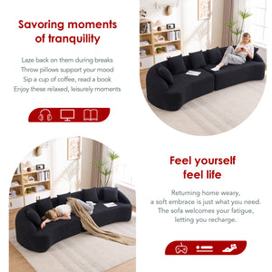 English Elm Compression Foam Curved Sectional Chenille Sleeper Sofa for Modern Living Rooms W2231S00051