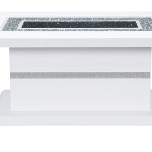 English Elm ARIYA White Coffee Table with High Gloss Finish, Clear Glass Inlay, Glitter Details & Sturdy Build B201S00107