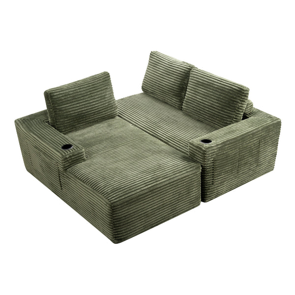 English Elm 104 Inch Corduroy Modular Sectional Sofa Deep Sink Plush L Shape Living Room Couch W5515S00021
