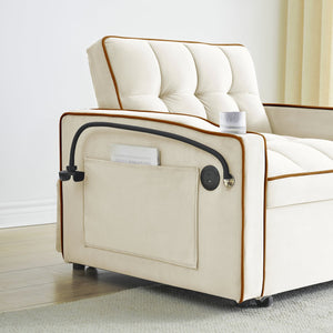 English Elm Sofa Convertible Sleeper Chair with Adjustable Back and Serpentine Spring Support W2564P462078