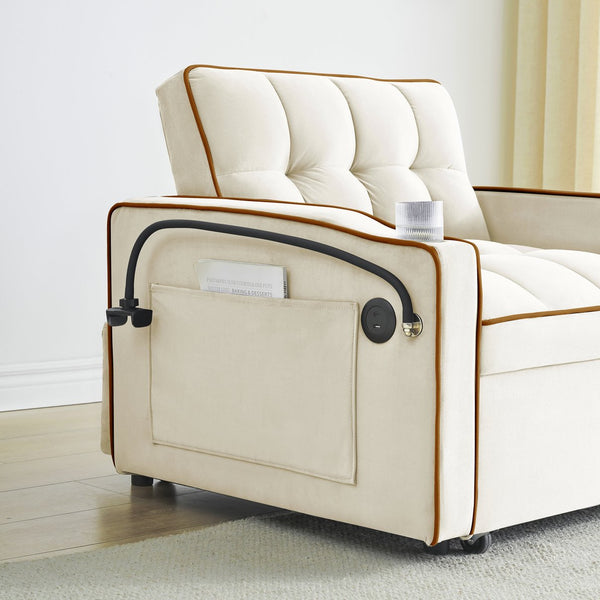 English Elm Sofa Convertible Sleeper Chair with Adjustable Back and Serpentine Spring Support W2564P462078
