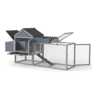 English Elm 80" Pine Backyard Chicken Coop Two Tier Hen House with Planter Nesting Box and Run W2181P356238