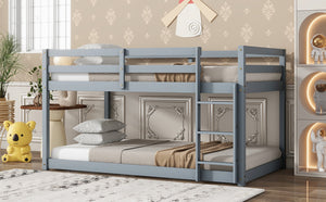 English Elm Solid Wooden Twin Over Twin Bunk Bed In Grey - Durable Rubberwood, Reinforced Slats & Built-In Ladder W504P191663-GIGA