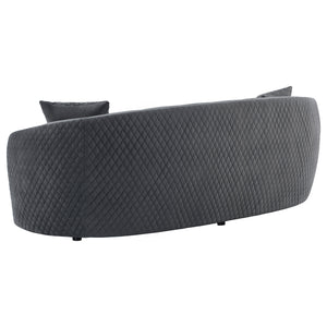 English Elm Luxe Dark Grey Kidney Sofa with Gold-Trim Arms, Diamond Quilting & Channel Tufting for Luxe Lounge B062P342726