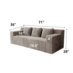 English Elm 71" Corduroy Tufted Loveseat with Deep Seat and Curved Back for Compact Living Spaces Camel W5571P440913