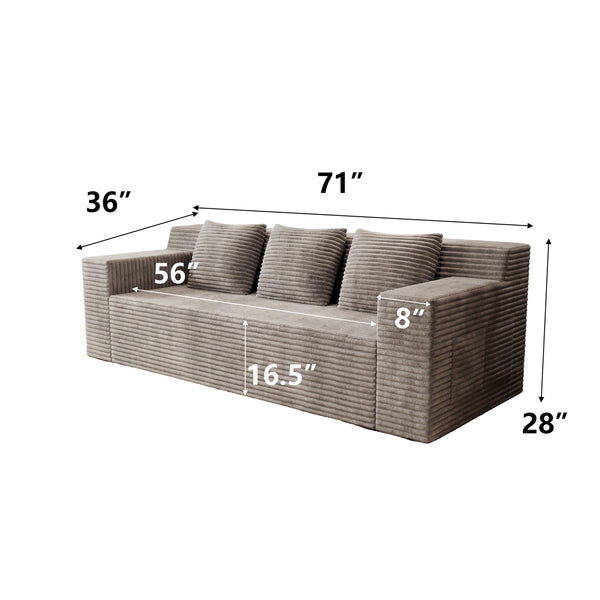 English Elm 71" Corduroy Tufted Loveseat with Deep Seat and Curved Back for Compact Living Spaces Camel W5571P440913