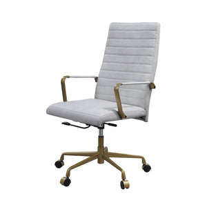 English Elm Duralo Vintage Off White Top Grain Leather Office Chair – 360° Swivel, Adjustable Height, Cushioned Comfort B2726P346935
