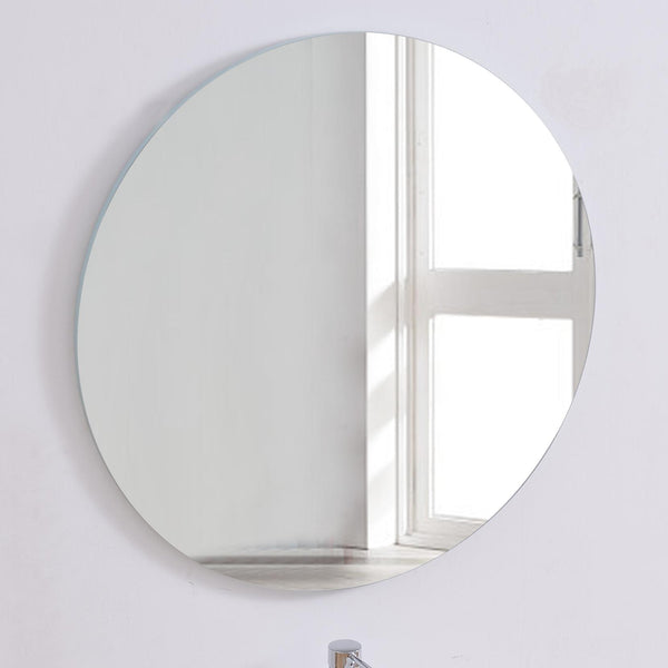 English Elm 80cm Round Float Glass Wall Mirror Polished Edge Vanity Bathroom Hallway Decor W3151P265970